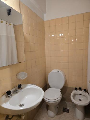 a bathroom with a toilet and a sink at Luz Urbana BA Studio in Buenos Aires