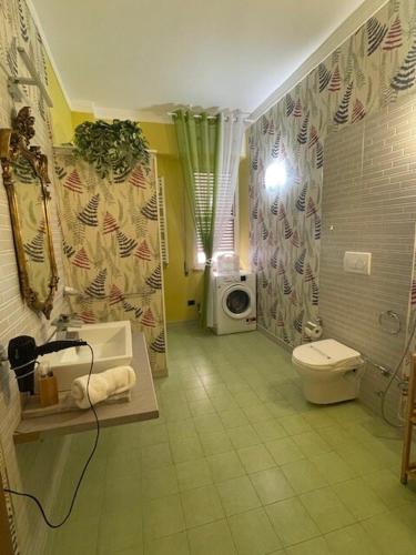 a bathroom with a toilet and a shower at Alloggio turistico fronte mare con vista da sogno in Ladispoli