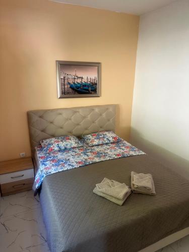 a bed in a bedroom with a picture on the wall at Brioni in Virpazar
