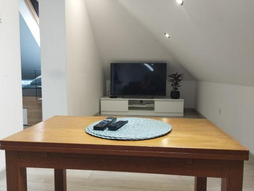 Televízia a/alebo spoločenská miestnosť v ubytovaní Villa Vip Pokoje Apartament