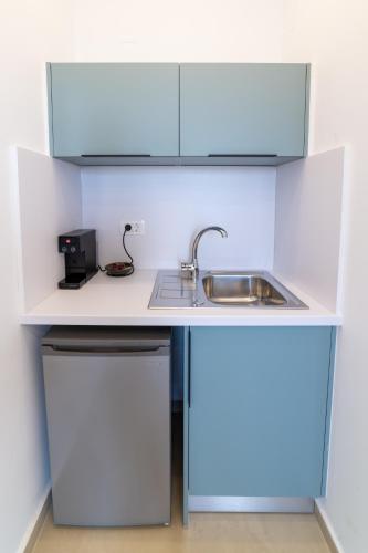 a kitchen with a sink and a dishwasher at Lithitsa Lofts and Suites in Parga