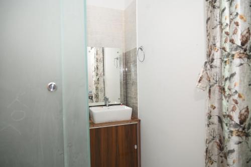 a bathroom with a sink and a mirror at Moon Guest House in Bhubaneshwar