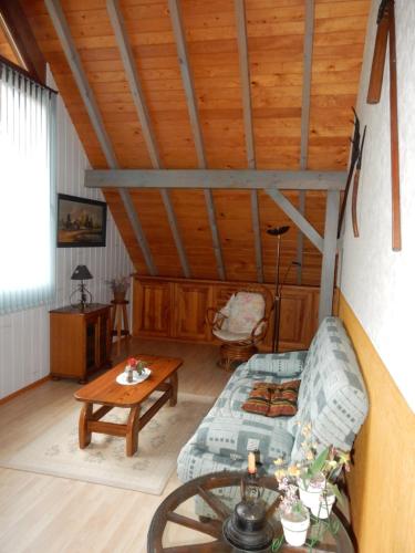 a living room with a couch and a table at Les hauts du Schliffels in Fellering