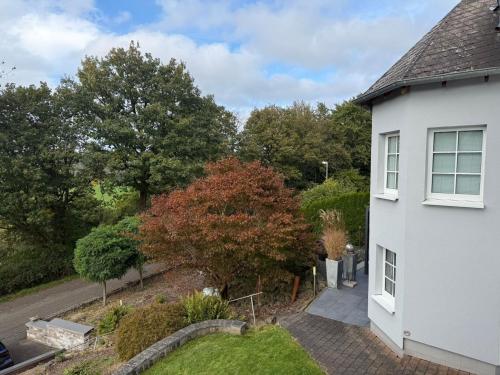 a white house with a pathway leading to a yard at Landliebe Nummer 10 in Braubach