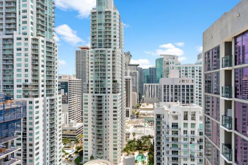 a view of a city with tall buildings at Penthouse Infinity heated pool and jacuzzi in Miami