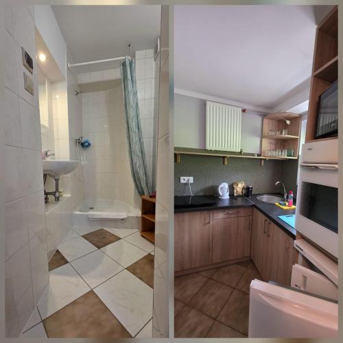 a bathroom with a sink and a toilet in a room at Willa Ada & Apartments in Karpacz