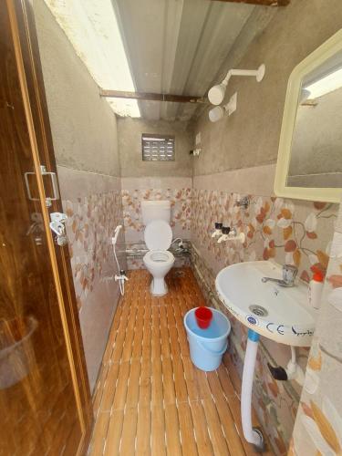 a bathroom with a toilet and a sink at Moon Guest House in Bhubaneshwar