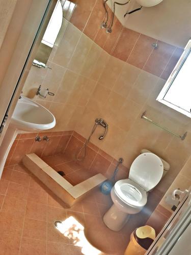 a bathroom with a toilet and a sink at Villa Elvid in Ksamil