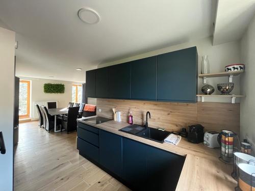 une cuisine avec un évier et un plan de travail dans l'établissement Apparemment neuf centre ville, à Brives-Charensac