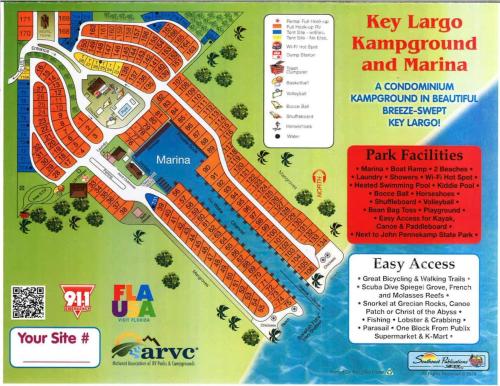 a map of the key largo kampong and marina at Stylish RV with 2 Bedrooms, 2 Lofts and 2 Bathrooms in Key Largo