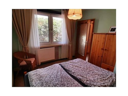 ein Schlafzimmer mit einem Bett und einem Fenster in der Unterkunft Holiday home in Harz with 2 bedrooms in Ilsenburg