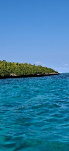 a small island in the middle of the ocean at Kot Nou - Kwizine Mama Manze Lakaz in Mahébourg
