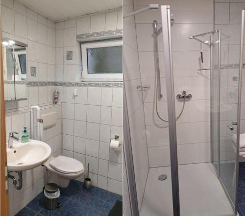 Ένα μπάνιο στο Ferienwohnung Emser Hütte