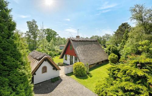 an aerial view of a cottage with a red roof at Pet Friendly Home In Sydals With Wifi in Sønderby