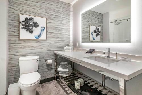 a bathroom with a white toilet and a sink at Cambria Hotel Lake Placid - Lakeside Resort in Lake Placid