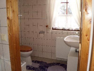 Ένα μπάνιο στο Ferienwohnung Gehrmann In Nossentiner Hütte