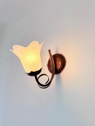 a light on a wall with a bird on it at Les 3 Îles Appartement 2 pièces climatisé à 50 m des plages in Antibes