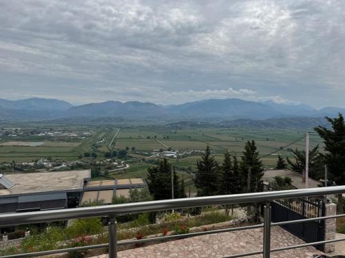 a view of a valley with mountains in the distance at Sea La View Apartment Saranda in Sarandë