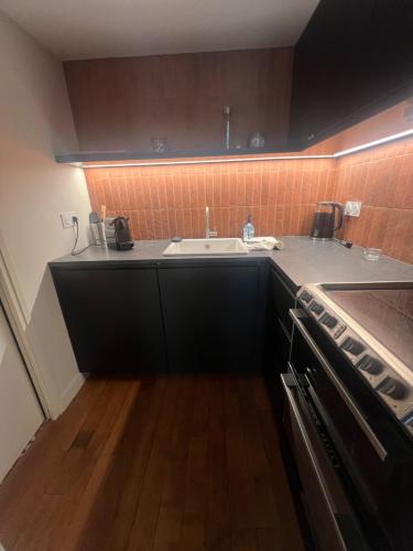 une cuisine avec un évier et un plan de travail dans l'établissement Paris Tour Eiffel, à Paris