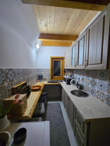 una cocina con fregadero y encimera en Durmitor Chill Chalet, en Žabljak