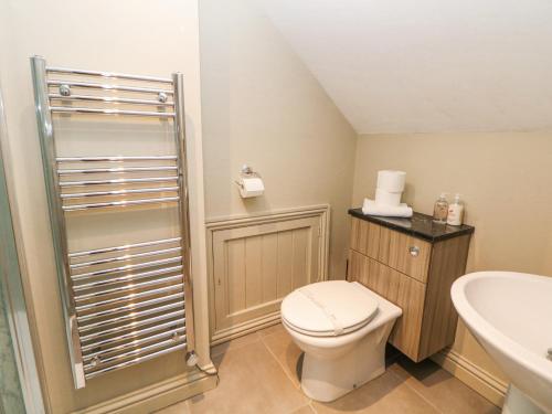 a bathroom with a toilet and a sink at Burrs Farm in Buxton