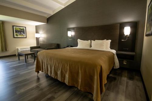 a hotel room with a bed and a chair at Quality Inn & Suites Danbury near University in Danbury