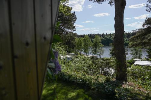 a view of a lake from the side of a house at Green Tiny Spot Salemer See - Tiny House Nook 5 in Salem