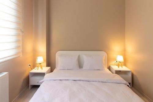 Tempat tidur dalam kamar di Modern 1BR with Elegant Design in Göktürk