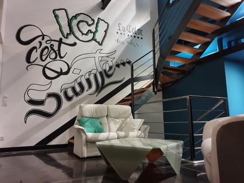 Luxury loft with a gym