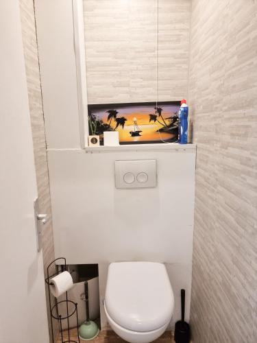 une salle de bain avec des toilettes blanches et une fenêtre dans l'établissement 3-4 pièces (65 m2) à Bois d’Arcy, à Bois-dʼArcy