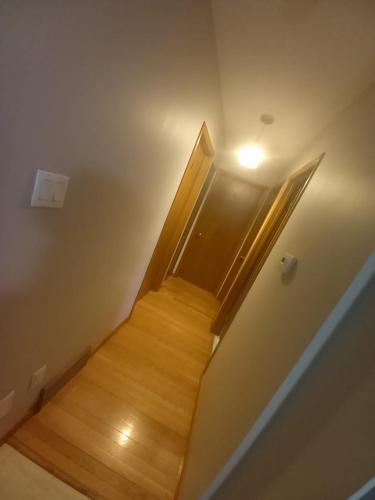 a staircase with a door and a light on it at Homestay Near Victoria Park- FREE WIFI & PARKING-TOP LOCATION in Kitchener