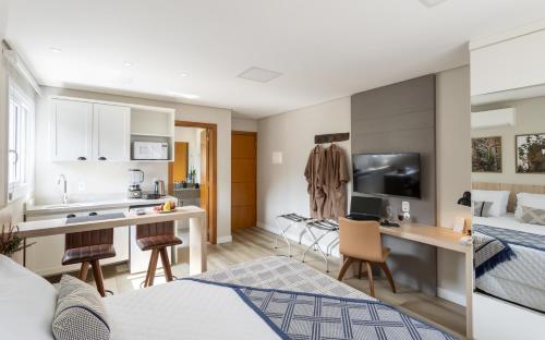 Dapur atau dapur kecil di Villary Flats Gramado