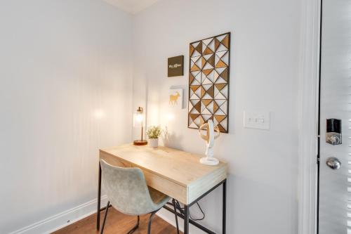 a room with a desk and a chair at Walk to Main Street Shops Helen Escape with Balcony in Helen