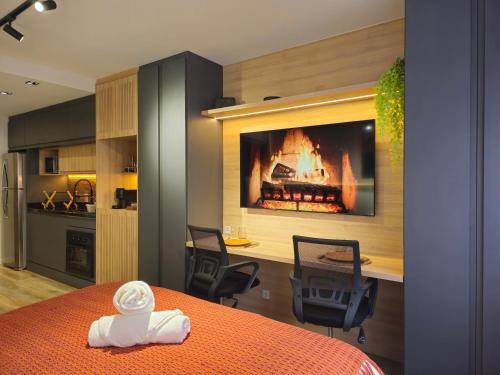 Dapur atau dapur kecil di Tempo The Arch - Bela Vista, Auxiliadora, Apartamentos em Porto Alegre