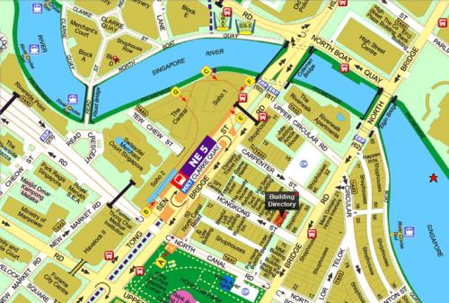 a map of a city with attractions at Hotel Clover 7 in Singapore