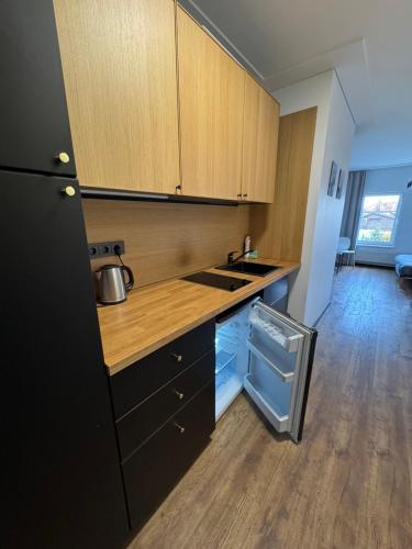 Η κουζίνα ή μικρή κουζίνα στο Apartments in Kaunas
