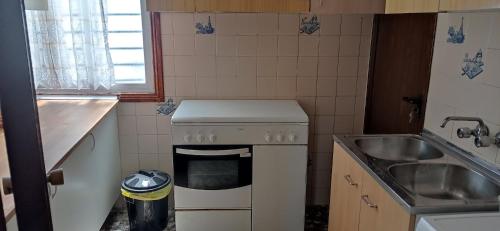 a small kitchen with a sink and a stove at Apartamentos cañamares in Cañamares