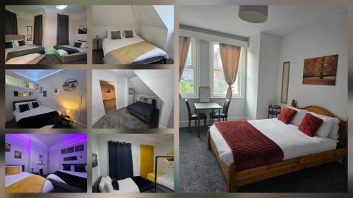フォークストンにあるExpansive & GroupFriendly - Sleeps 14 - 8ight Havens Folkestoneのホテルの部屋の写真のコラージュ
