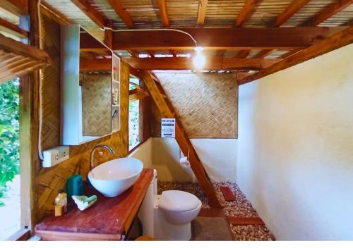 a bathroom with a toilet and a sink at Busuanga Nature Retreat in Busuanga