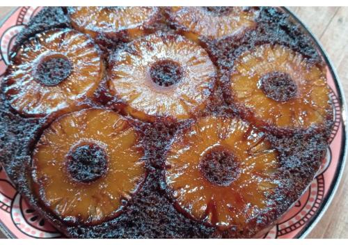 a close up of a cake on a plate at Busuanga Nature Retreat in Busuanga