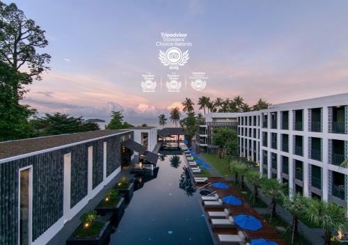 arial view of a hotel with a canal between two buildings at Awa Resort Koh Chang in Ko Chang