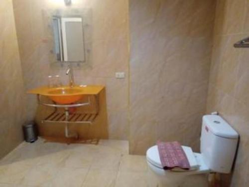 a bathroom with a sink and a toilet at Garuda Hotel Pontianak in Pontianak