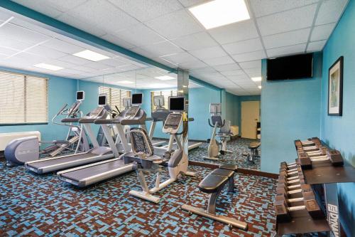 a gym with treadmills and elliptical machines at Fairfield Inn and Suites Chicago Lombard in Lombard