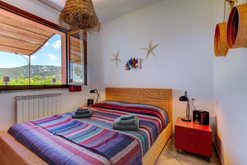 a bedroom with a bed and a window in it at Villino Martini in Marciana