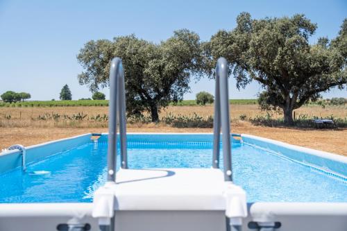 a swimming pool in the middle of a field with trees at Quinta do Mocho by Portus Alacer in Arcos