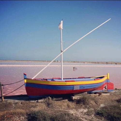 un bateau posé sur le rivage d'une plage dans l'établissement Apartment in Port Gruissan, à Gruissan