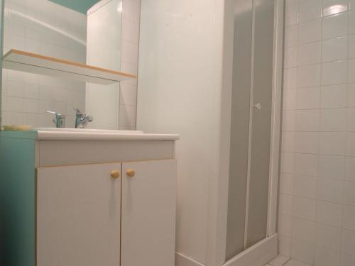 a bathroom with a sink and a shower at Gîte de charme 10 pers. à Saint-Vert - Nature préservée, 4 chambres, jardin clos - FR-1-582-307 in Saint-Vert