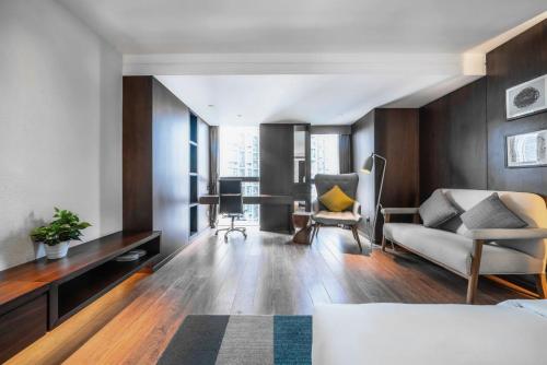 Posezení v ubytování 珠江国际江景酒店北滨路洪崖洞夜景店 Skyline Curated Hotel