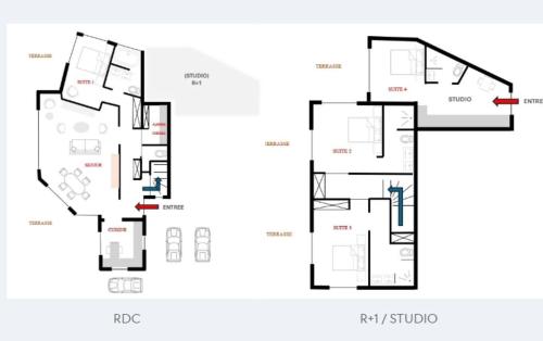 un plan d'étage dans l'établissement Villa SOPRA 183m2, Vue mer, 8 pers, Porto-Vecchio, à Porto-Vecchio