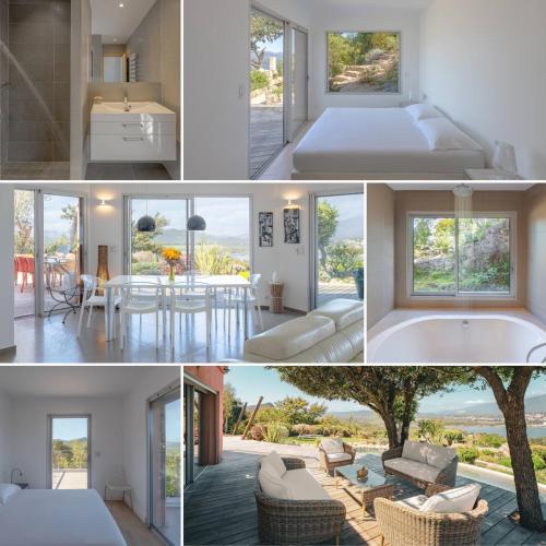 un collage de photos d'une maison dans l'établissement Villa SOPRA 183m2, Vue mer, 8 pers, Porto-Vecchio, à Porto-Vecchio